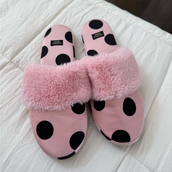 Victoria's Secret Shoes - Victoria's Secret Signature Satin Slipper with Faux Fur